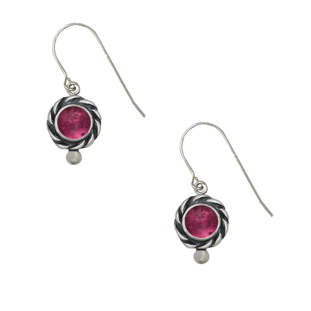 Sterling Silver Petite Pink Tourmaline Gemstone Drop Dangle Earrings